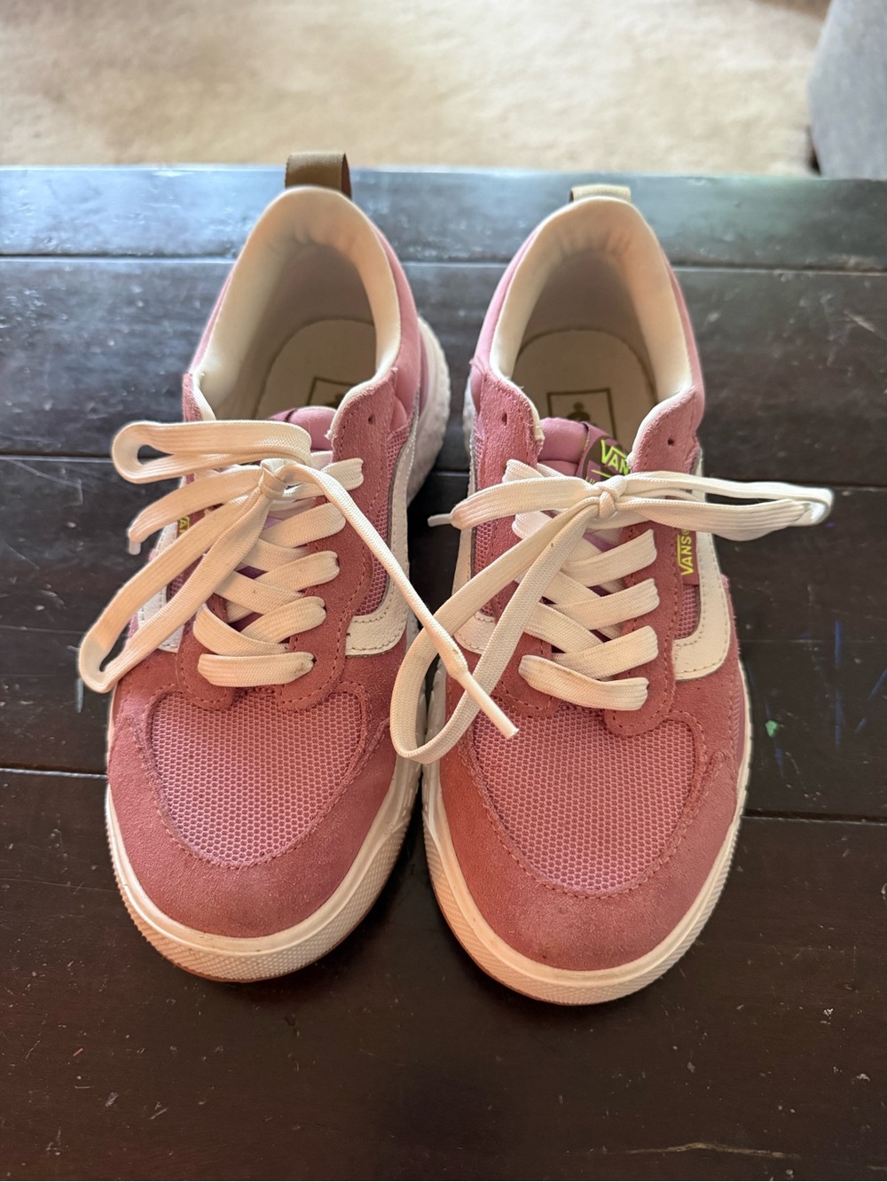 Vans Women’s Rose Pink Lace-Up Sneakers with White Stripe